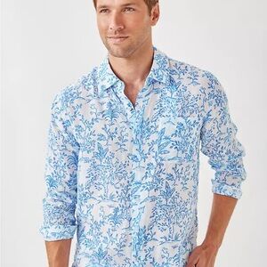 Lilly Pulitzer Men’s Addison Shirt in Resort White Tall Tales